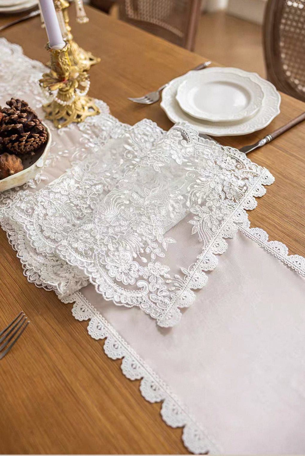Lace White French Vintage Lace Table Runner