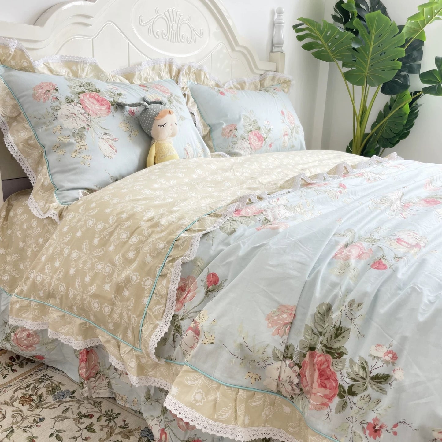 Cotton 4 in 1 bedset - baby blue