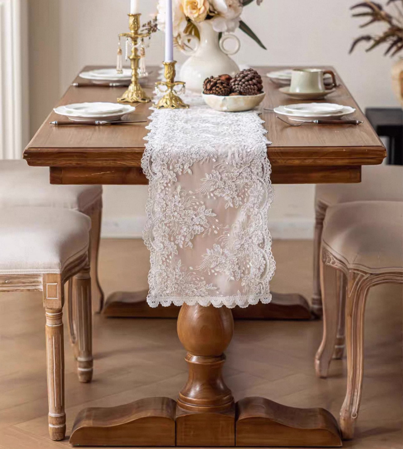 Lace White French Vintage Lace Table Runner