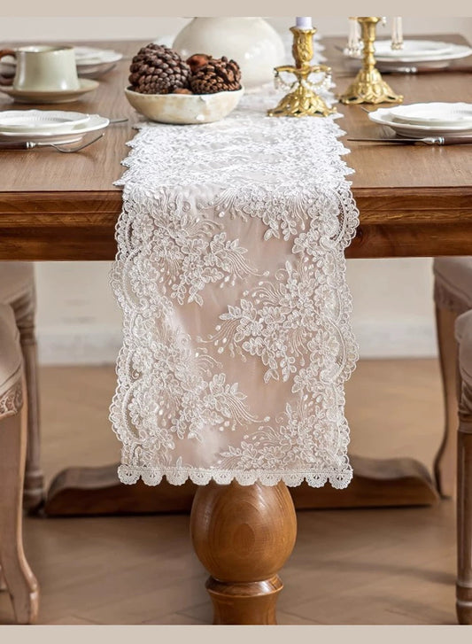Lace White French Vintage Lace Table Runner