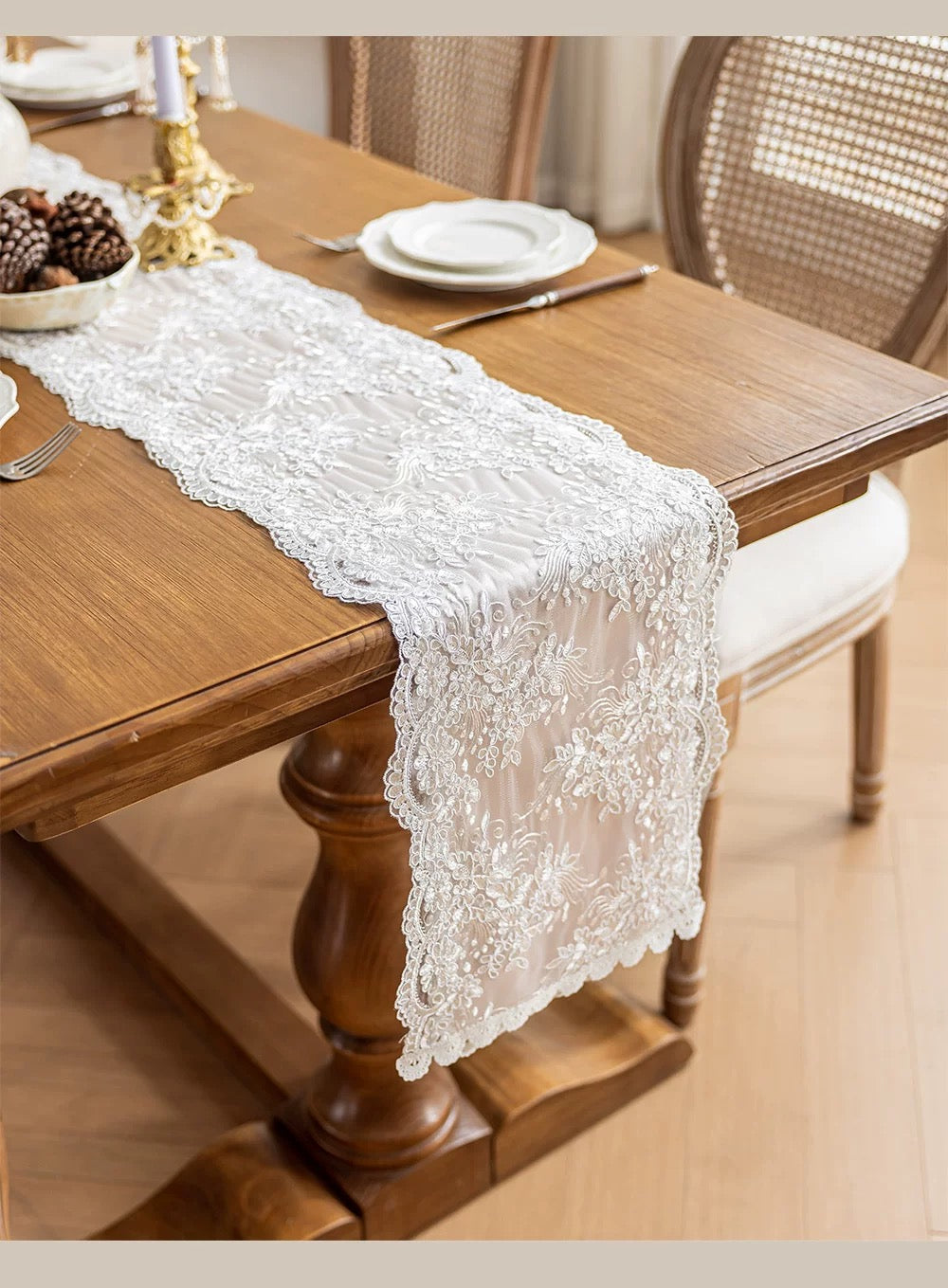 Lace White French Vintage Lace Table Runner