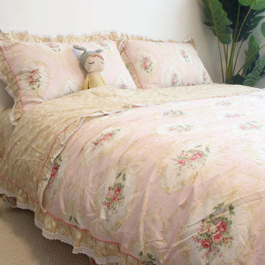 Cotton 4 in 1 bedset - sweet pink lattice