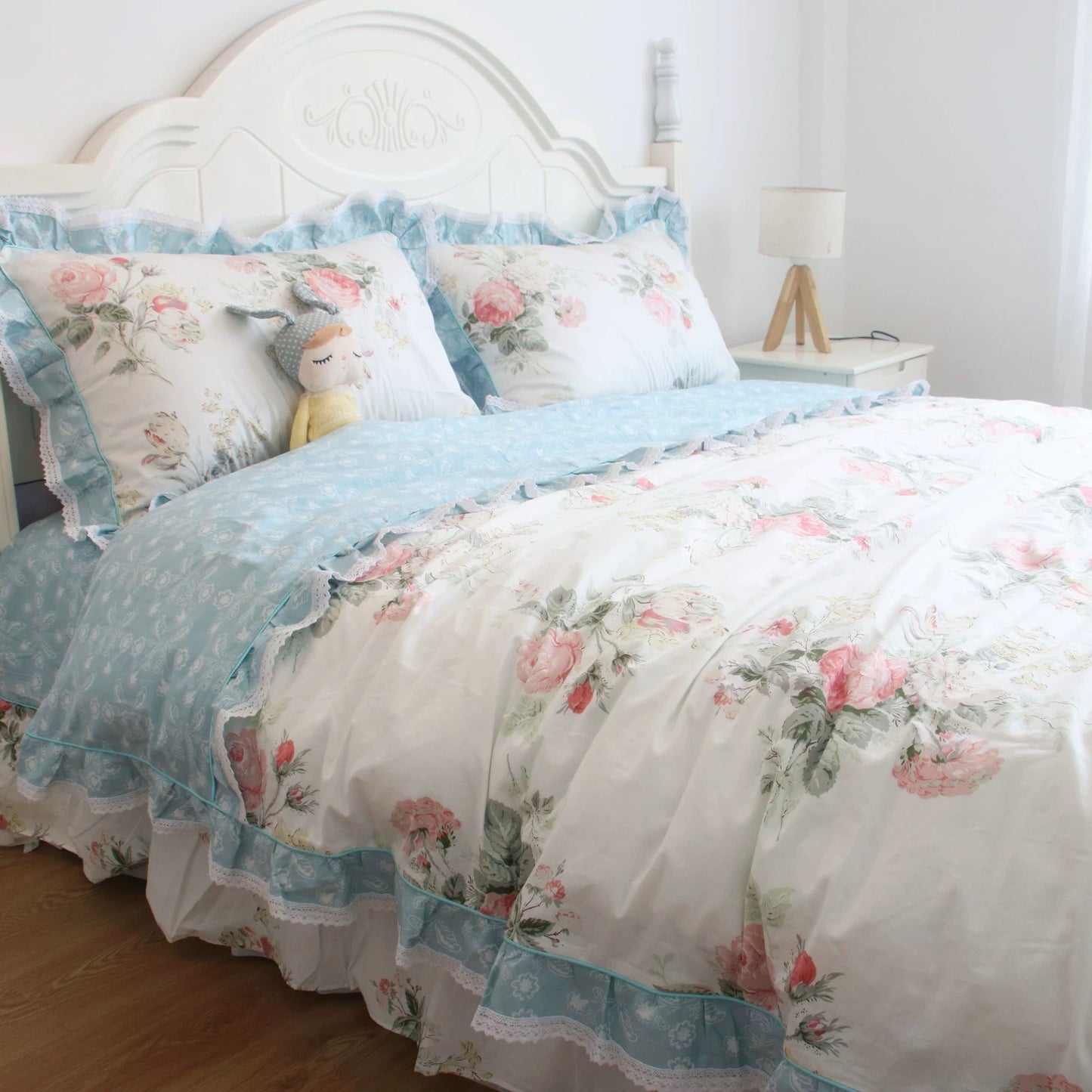 Cotton 4 in 1 bedset blue white