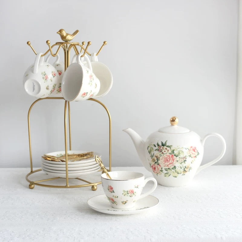 Porcelain 6 cups teapot set